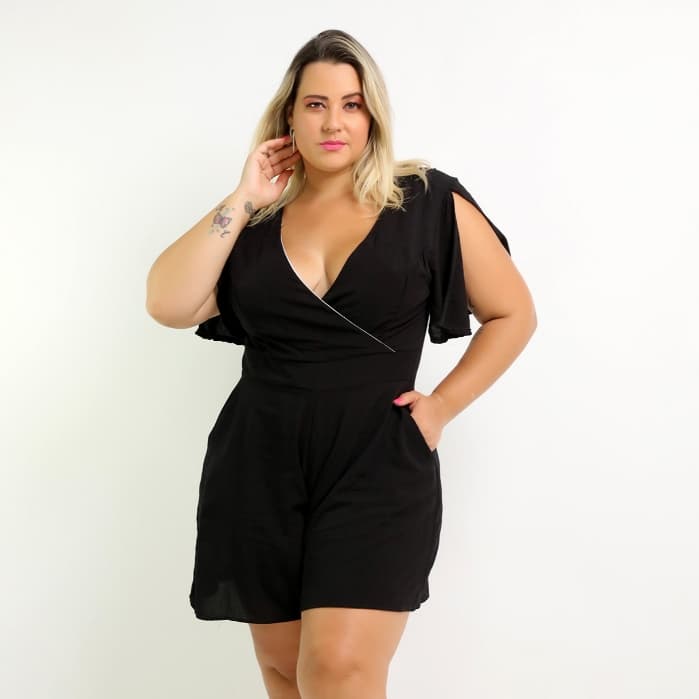 Macaquinho Plus Size Feminino Curto Moda Feminina G1 Ao G3/COD:V42