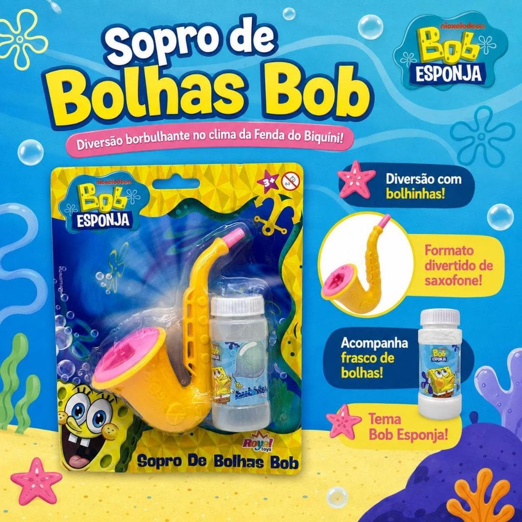 SOPRO DE BOLHAS EM FORMADO DE CACHIMBO PERSONALIZADO BOB ESPONJA - 1unid