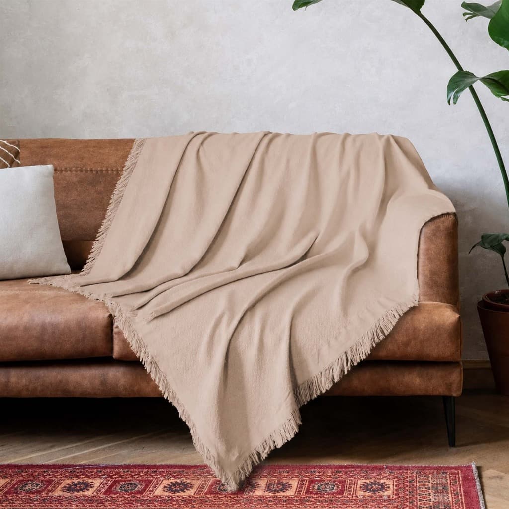 Manta Para Sofá Basic 1,50x1,20 Decorativa Algodão Para Cama Poltrona Sala Com Franjas