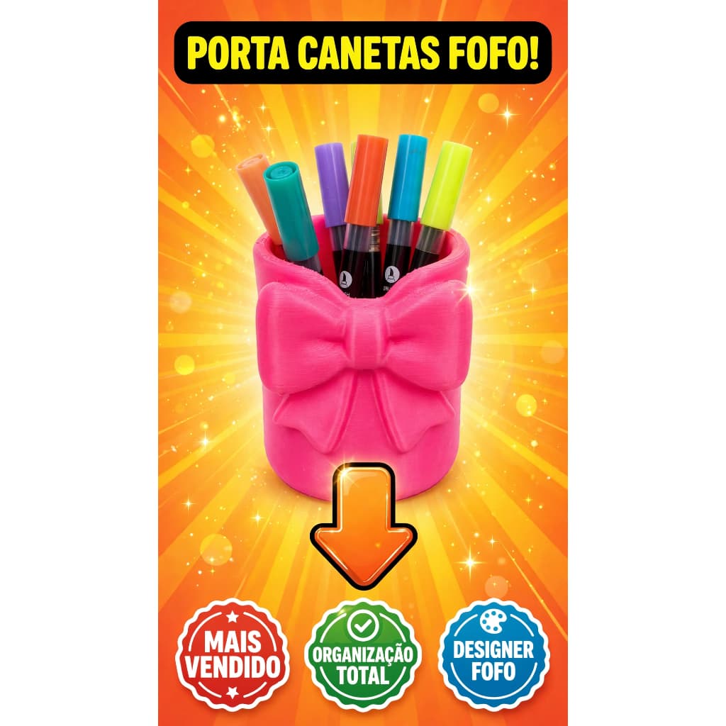 Porta Pinceis Canetas Fofo Com Laço Organizador De Mesa Escrivaninha minimalista Impressão 3d