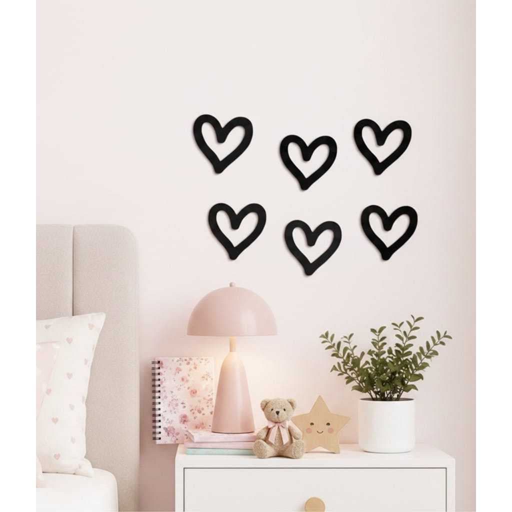 Kit Aplique Coração Decorativo de Parede Cabeceira Decoração Sala Artesanato para decorações Fita Dupla Face MDF Vazado.