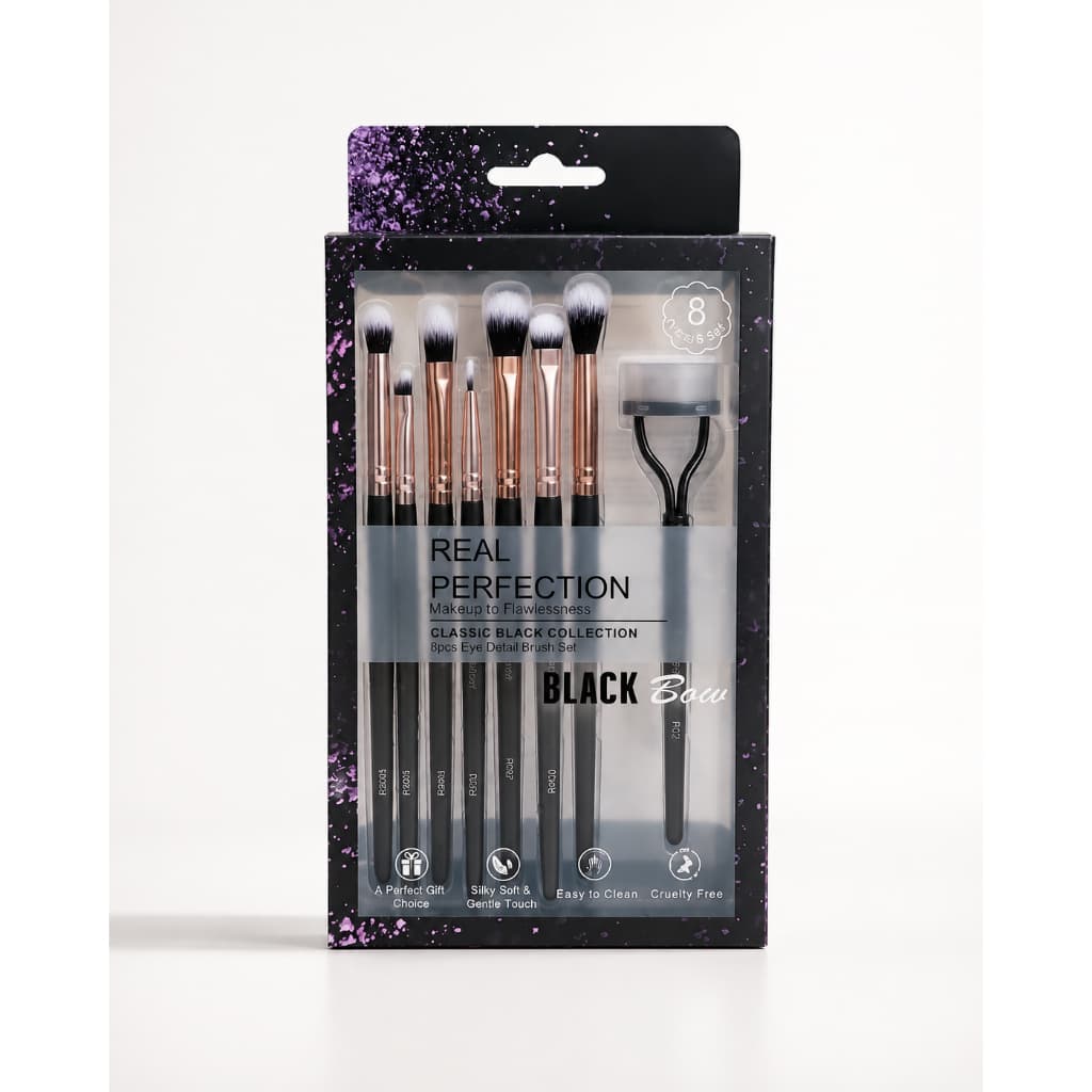 Kit de Maquiagem 8 Peças com Pincéis e Curvex Acessórios para Maquiagem Uso Diário Fácil Aplicação