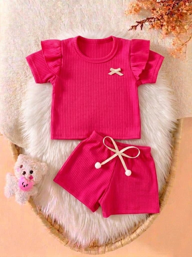 Conjunto Menina Blusa Manga Curta Shorts Fofo Verão.