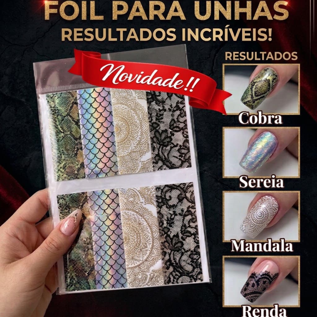 Foil Decorativo para Unhas Gel Fibra Soft Gel Unhas Decoradas SQ7691