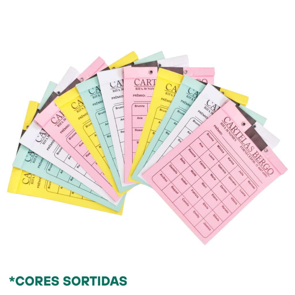 5 10 20 50 Cartelas de Rifa de 30 nomes Talão Sorteio Evento de Nome Secreto Qualidade Melho Preço