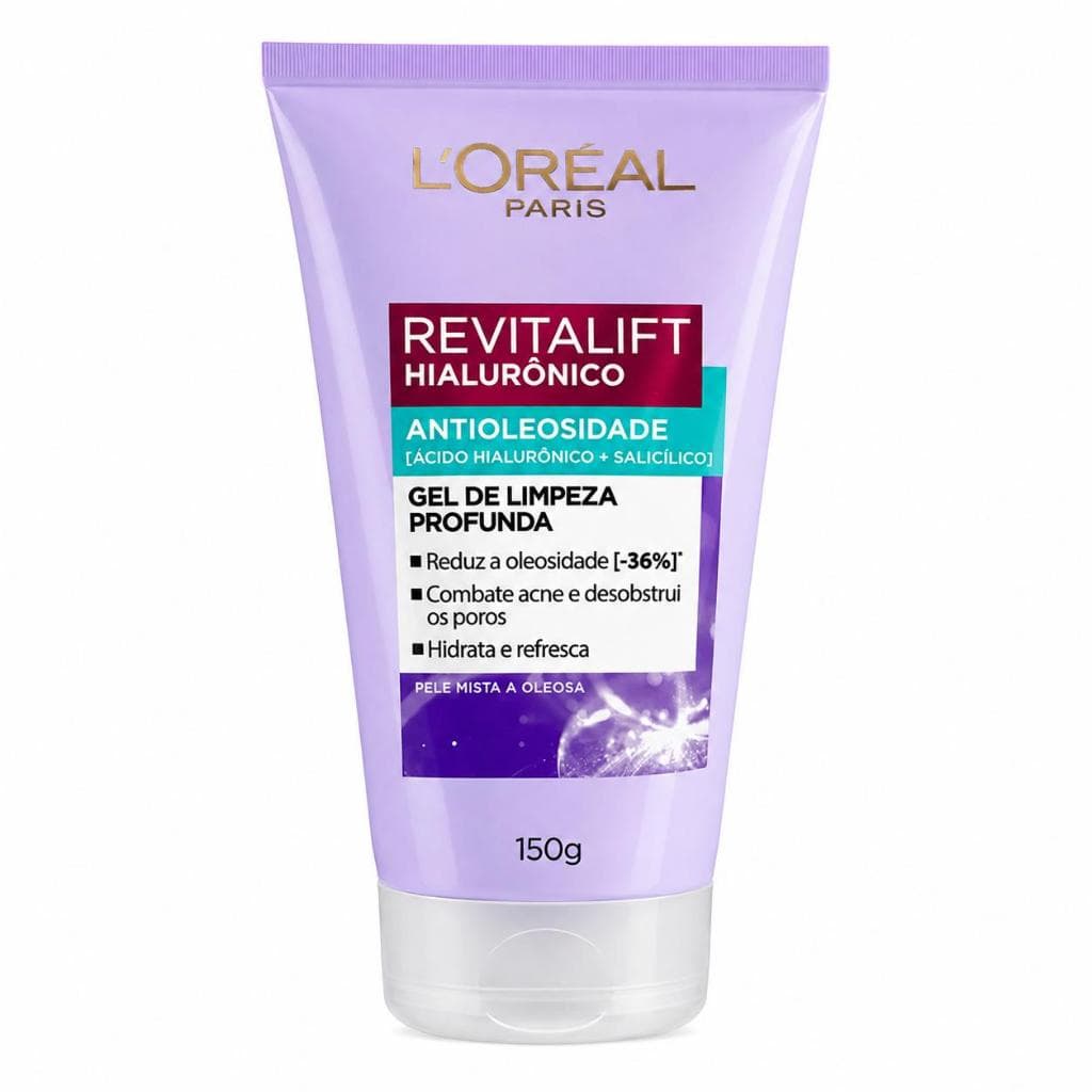 Gel de Limpeza Profunda L’Oréal Revitalift, Ácido Hialurônico e Salicílico Pele Mista e Oleosa, 150g