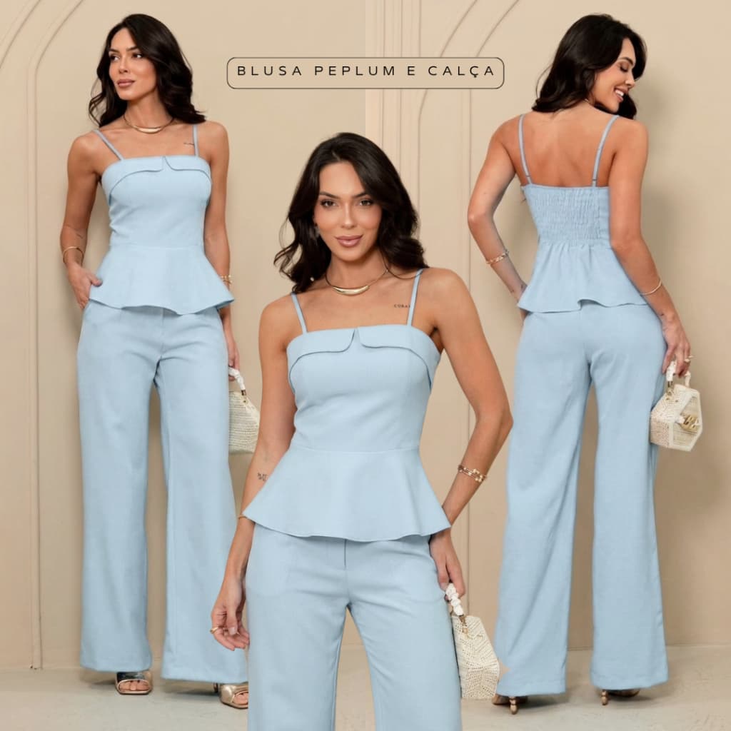 Conjunto Cropped e Calça Alfaiataria Premium Tamanho P M G Conjuntos Femininos
