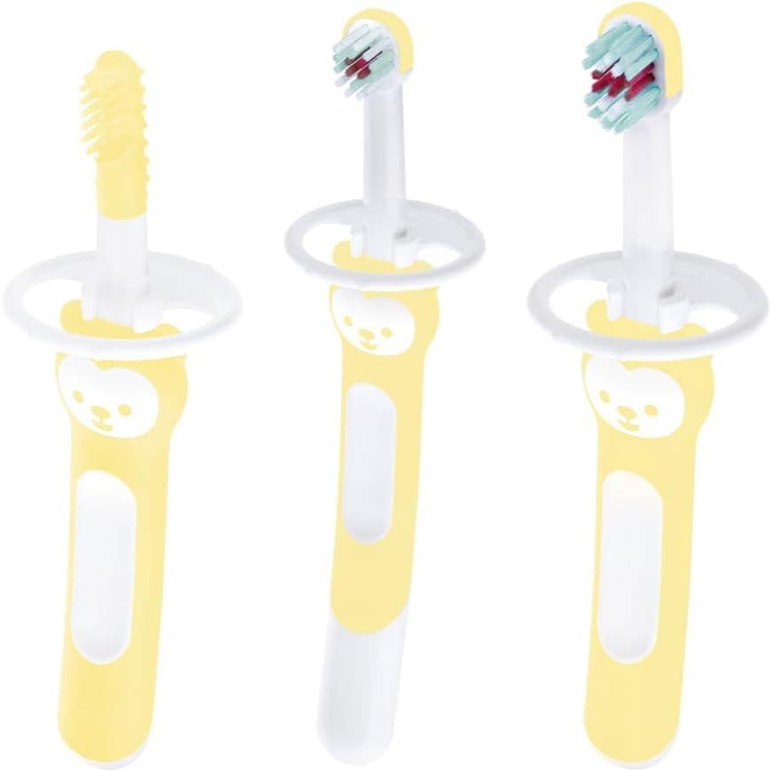 Kit com 3 Escovas de Dente para Bebê Brushes Amarelo - MAM