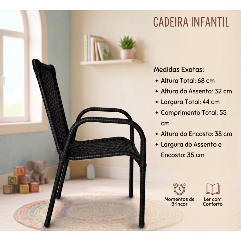 Cadeira Infantil Já Montada – Fibra Sintética, Ideal para Varanda e Área de Lazer
