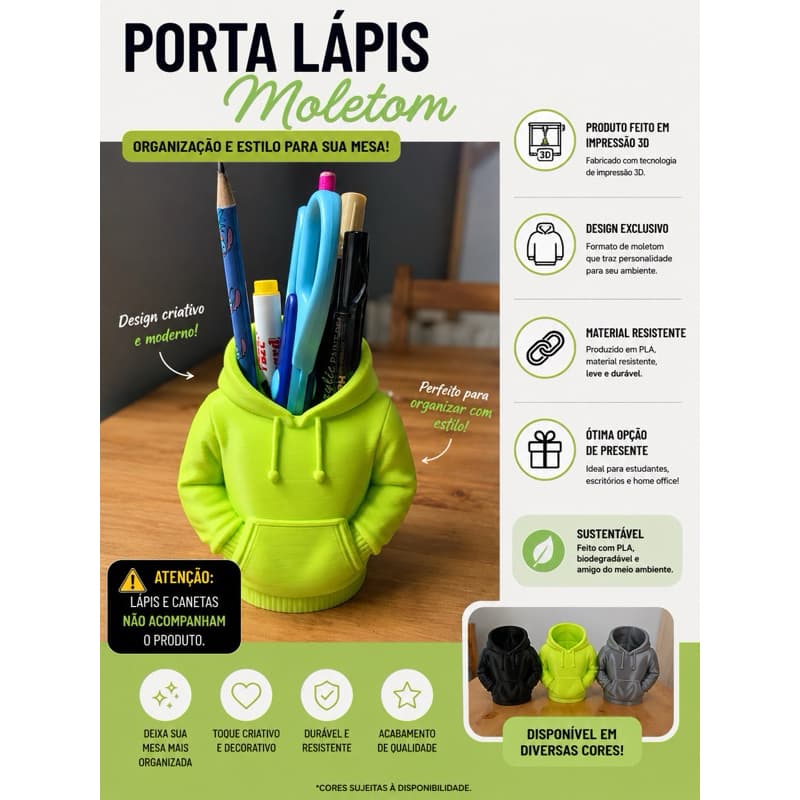 Porta-Lápis Moletom – Organizador de Mesa em Impressão 3D