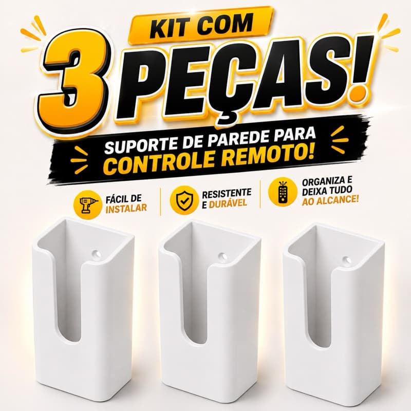 Kit 3 Suportes de Parede para Controle Remoto | Organizador de Controle TV Ar-Condicionado Suporte Controle Remoto