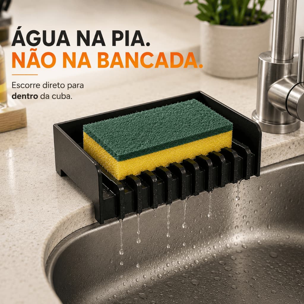 Suporte Porta Esponja para Pia Cozinha e Banheiro com Escorredor Drenagem Rápida Organizador de Pia