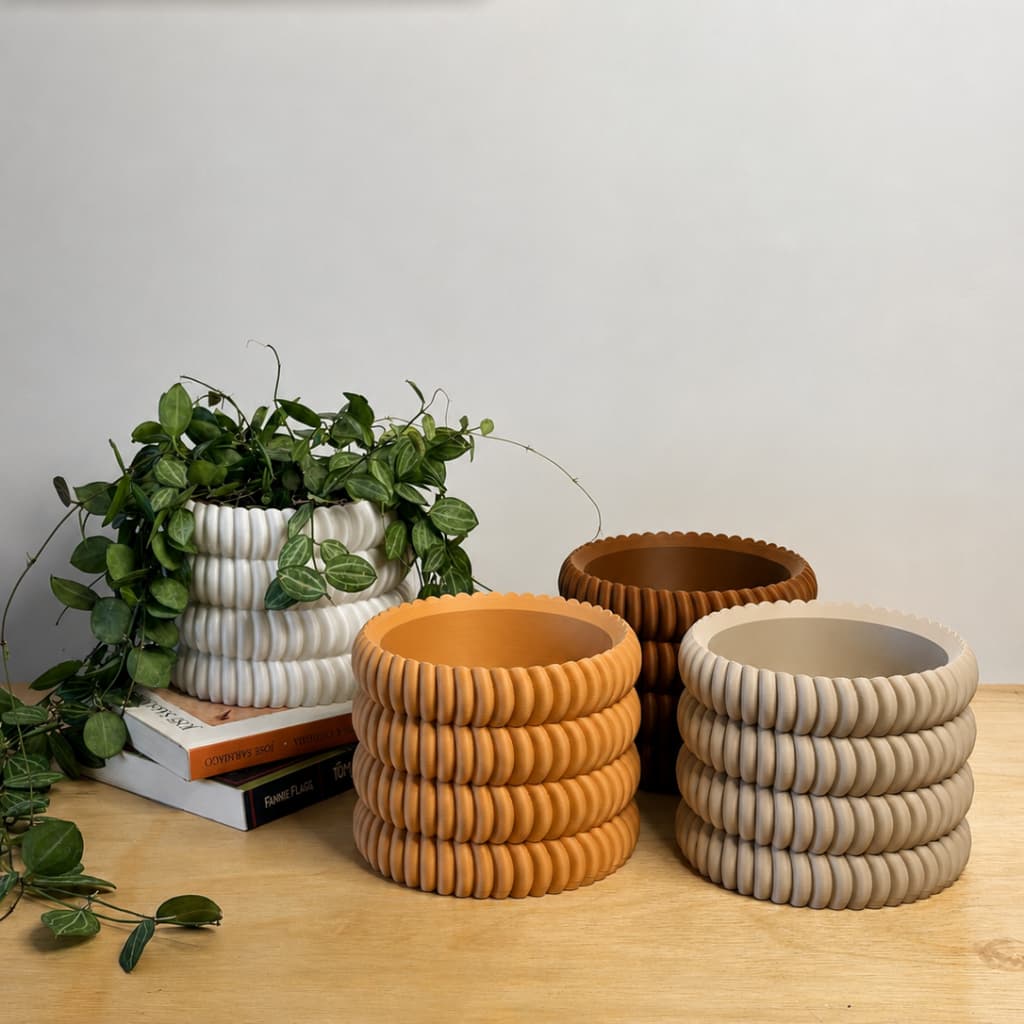 Cachepô Redondo Canelado | Vaso Decorativo para Plantas e Decoração