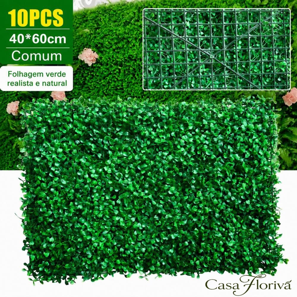 Placa Jardim Vertical Artificial 40x60cm, Painel Verde Eucalipto com Folhagem Artificial para Parede, Casa e Jardim
