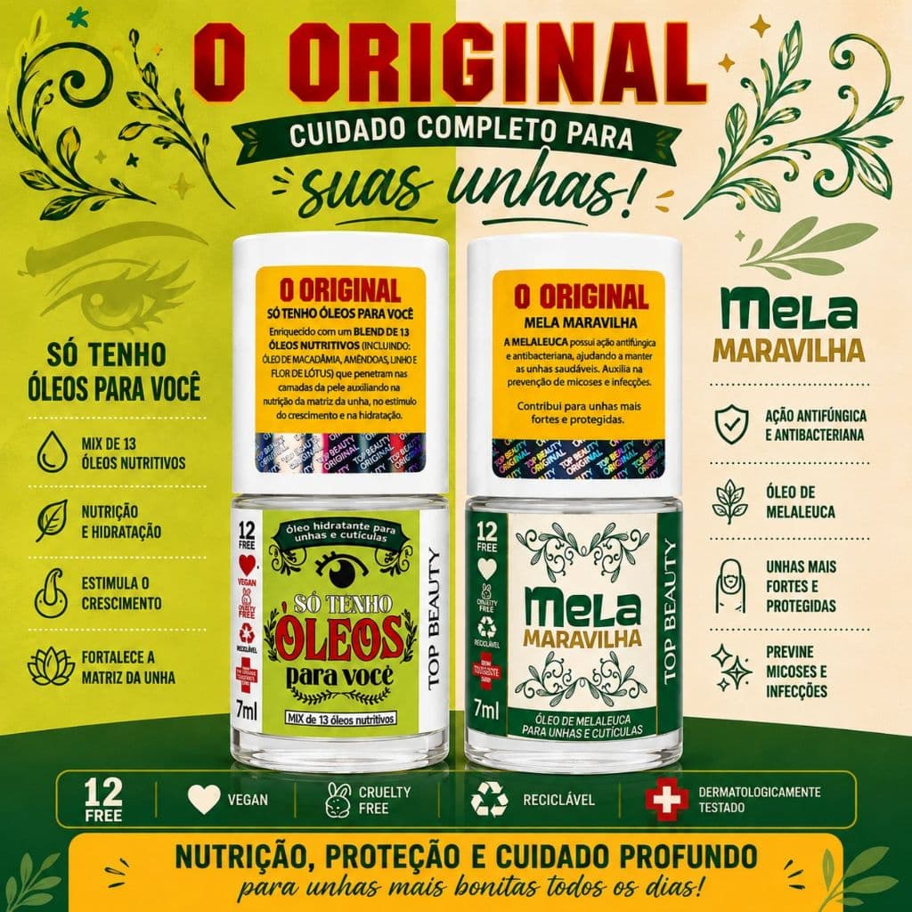 Sérum Hidratante Unhas Cuticulas Top Beauty Melaleuca Blend 13 Oleos Cuticulas SOS Unhas Tratamento