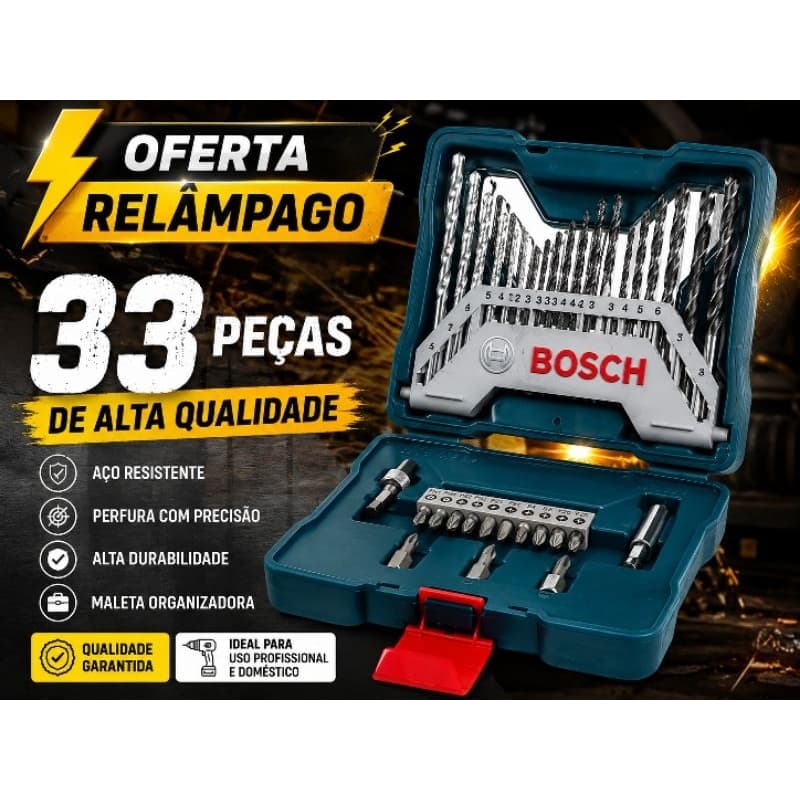 Maleta de Bits e Brocas Bosch X- Line 33 Peças para Furar e Parafusar