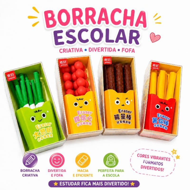 Borracha Criativa Infantil Batata Frita Eraser Divertida Escolar