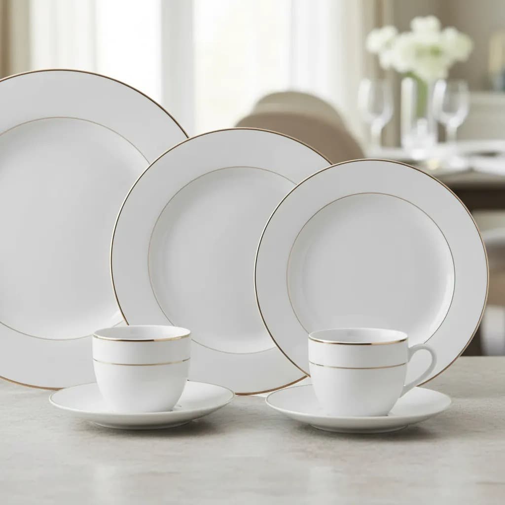 Aparelho De Jantar Wolff Porcelana Mônaco Branco 42 Peças