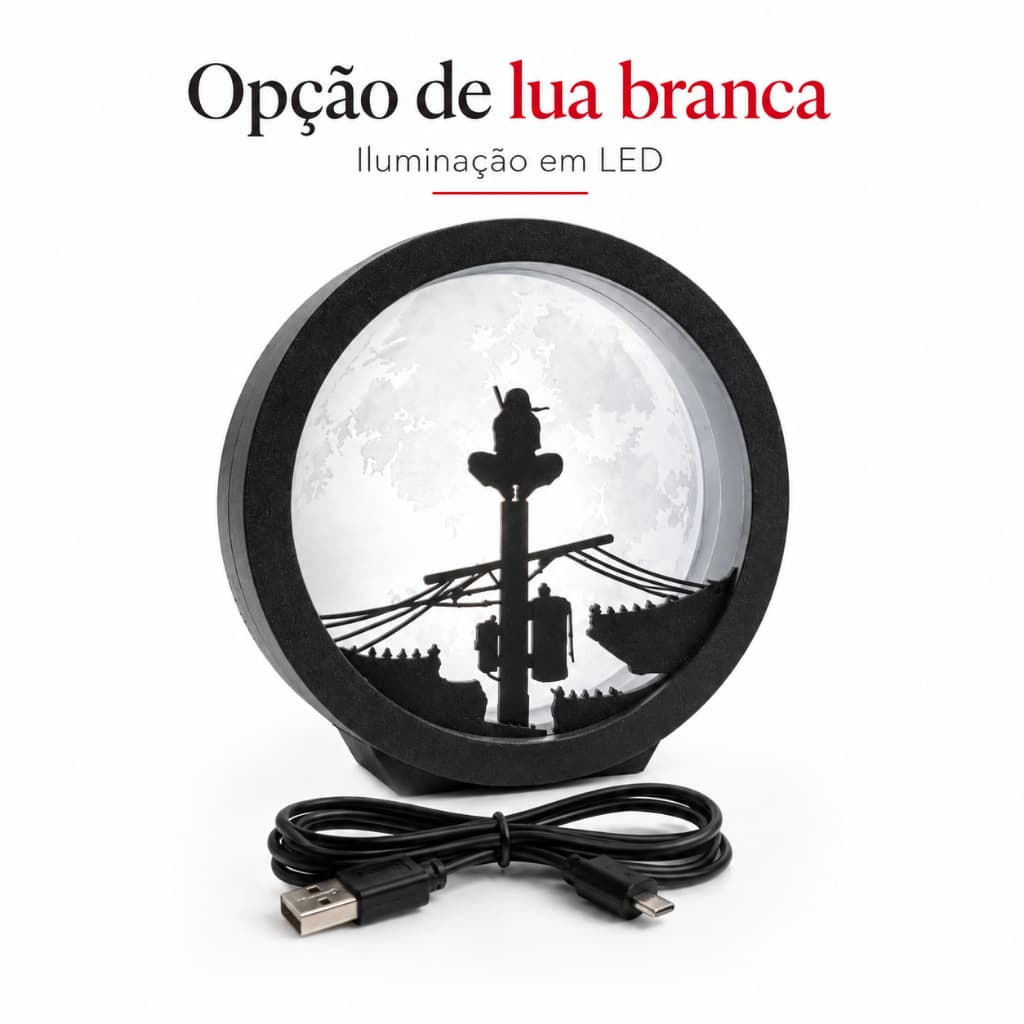 Abajur LED Itachi Anime Geek Luz Vermelha Decoração Quarto Gamer