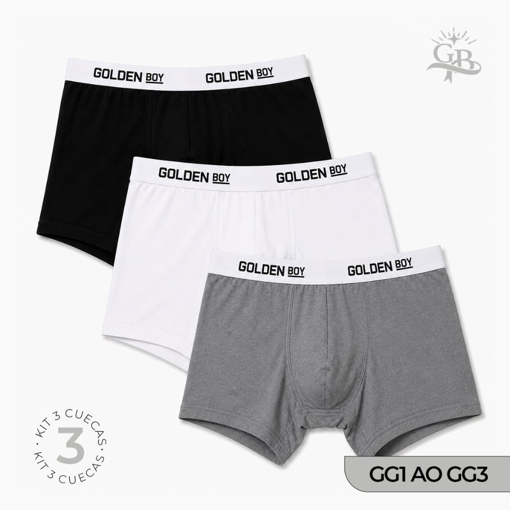 Kit 3 Cuecas Boxer Plus Size Masculina Adulto Microfibra com Forro Algodão Premium Confortável