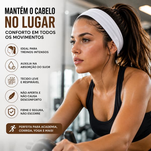 Kit 3 Faixa de Cabelo Feminina Esportiva Tiara Penteados Headband Academia Fitness