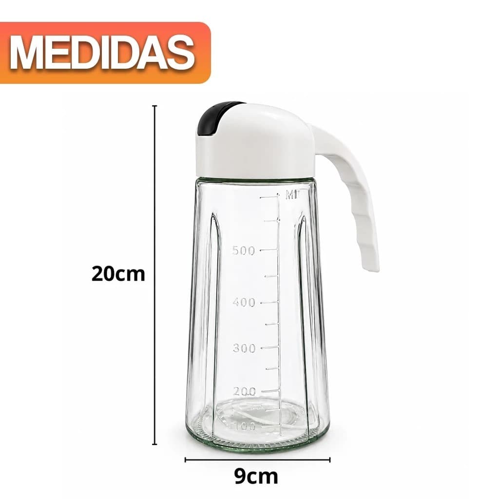 Dispenser De Azeite Vidro 630ml Bico Dosador Tampa Hermetica Óleo Gourmet Cozinha