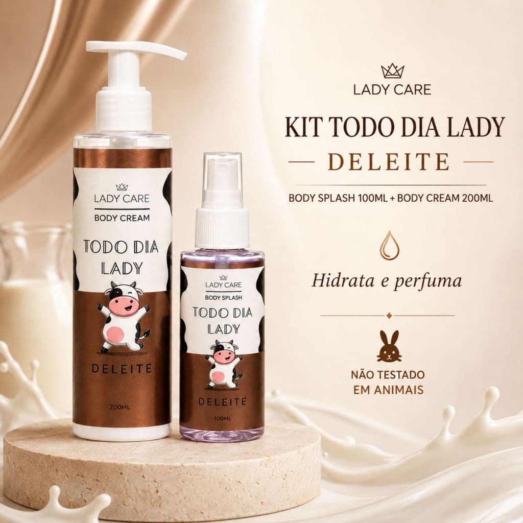 Kit Deleite Todo Dia Lady Care Feminino – Body Splash 100ml + Body Cream Hidratante 200ml