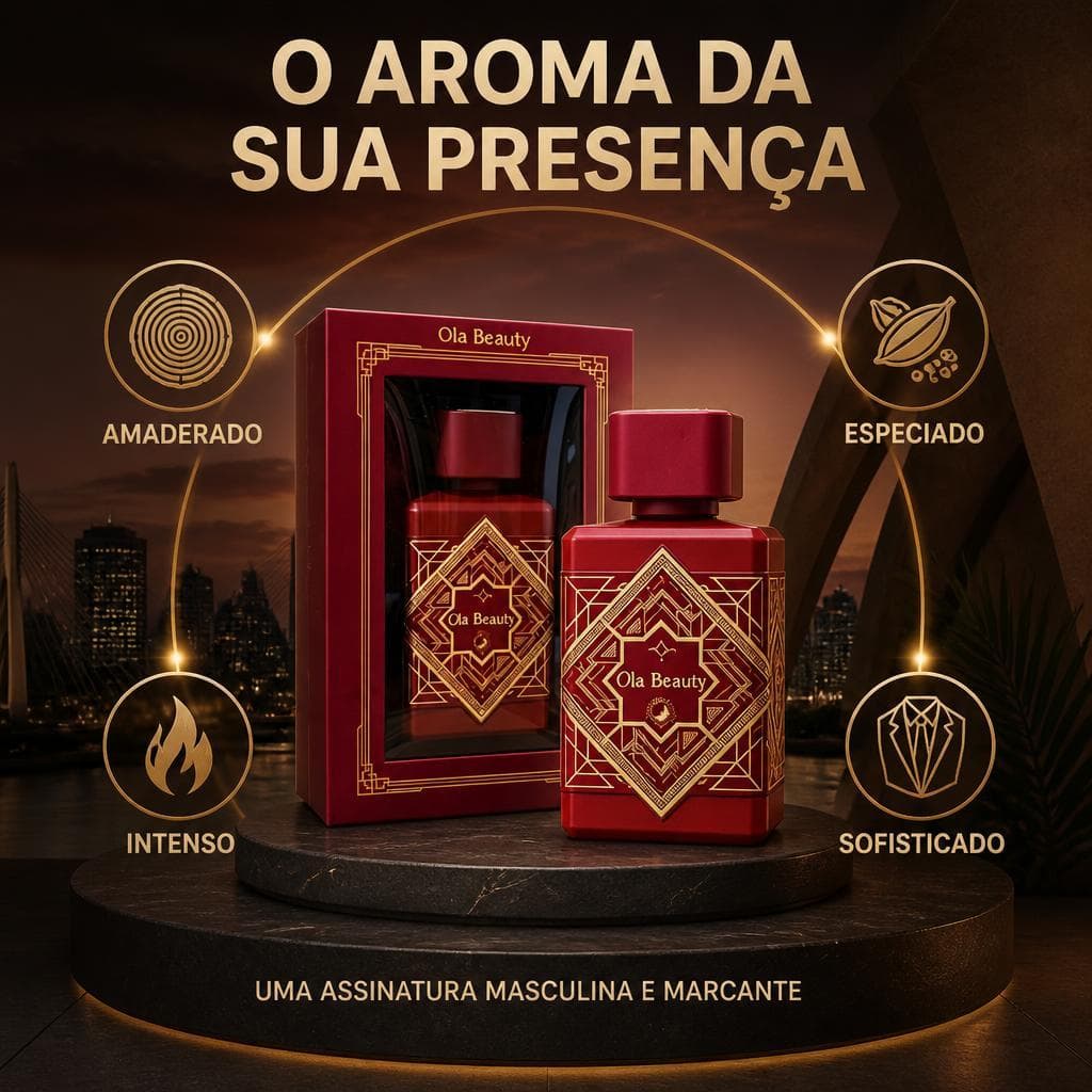 Eletromex Perfume Árabe Masculino EDP 100ml Amaderado Especiado Intenso Frasco Sofisticado Ideal para Trabalho Encontro