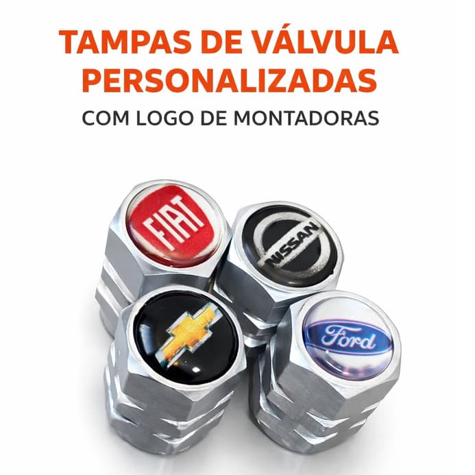 Kit 4 Tampas de Válvula Cromadas com Emblema MT01