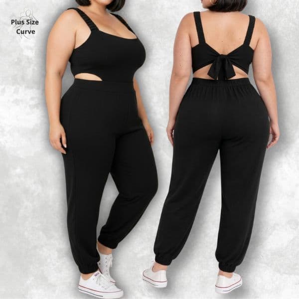 Macacão Plus Size Feminino Longo Macacão Social Plus Size Elegante Macacão Soltinho Preto Luxo aladim