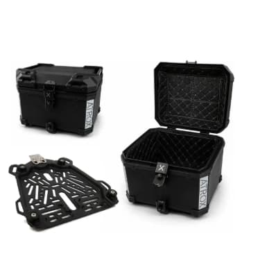Baú Moto atrox 45 L Premium Forrado Preto Universal Removível 323