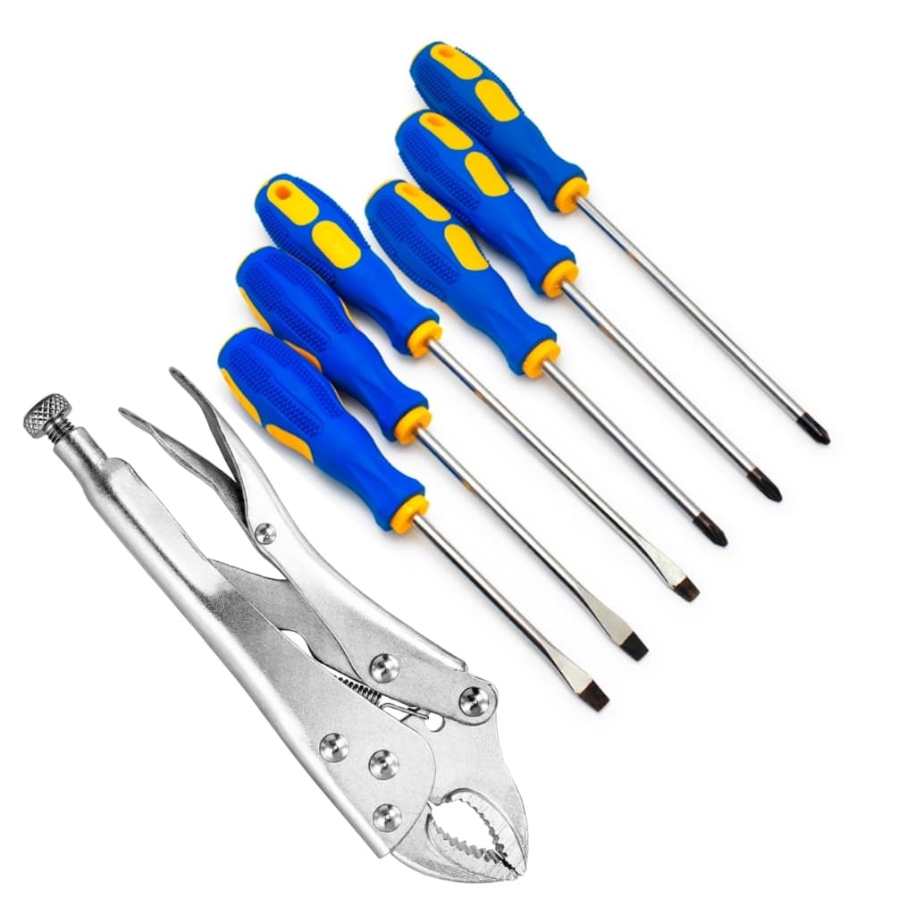 Jogo de Ferramentas Chave de Fenda e Philips + Alicate de Pressão + Alicate Universal 8"