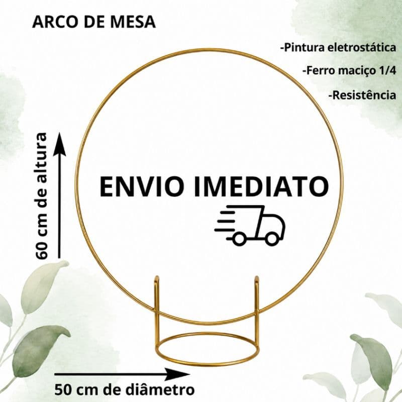 Arco De Mesa Decorativo 60x50cm Para Decoração Festa Balões Suporte Redondo Decoração