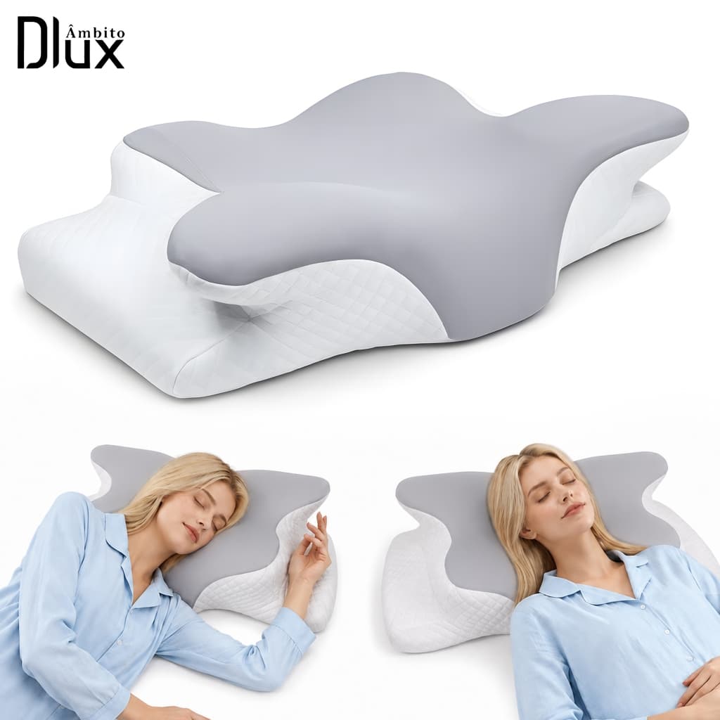Ambito Dlux Travesseiro Ortopédico Cervical Memória Ergonômico Para Relaxamento Alívio de Dores Com Fronha Removível