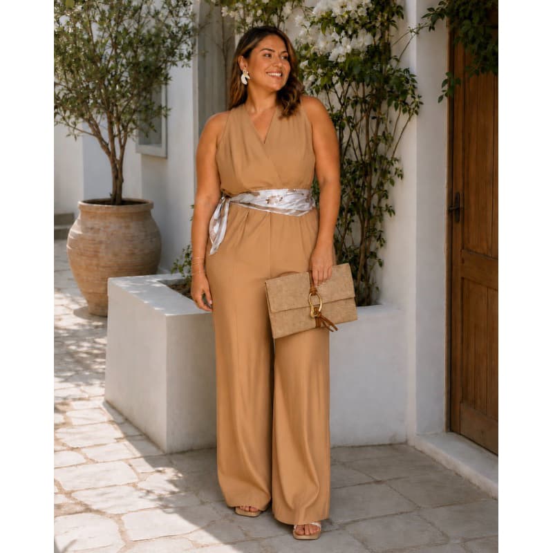 Macacão alfaiataria plus size pantalona moda feminina