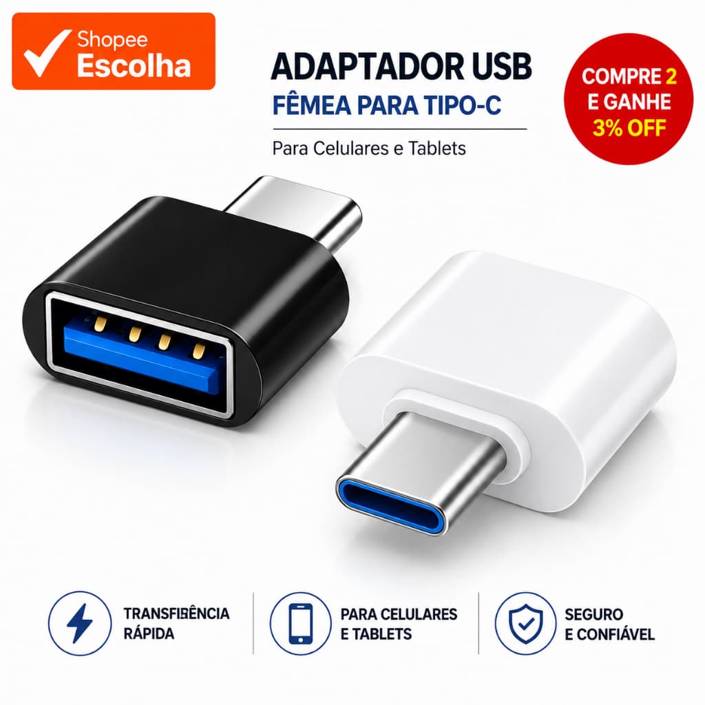 Adaptador Tipo C USB 3.0 OTG para Transferência de Dados de Computadores e Telefones Velocidade 6.1 Ultra rápido