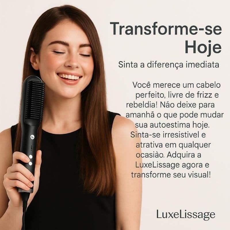 Escova Alisadora Elétrica Portátil Anti Frizz 5 em 1