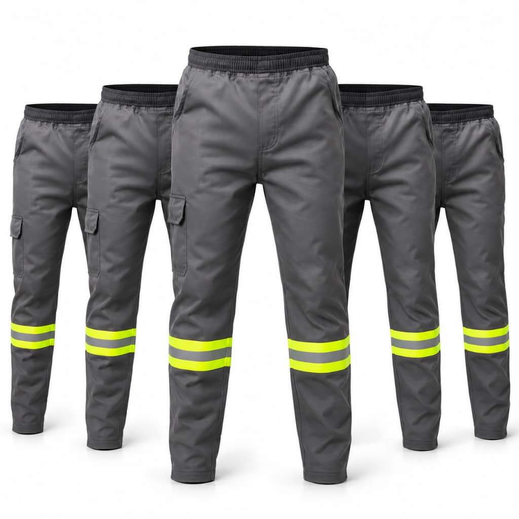 Kit C/ 5 CalçaOperacional Brim Pesado com Faixa Refletiva/Adequada para uso em indústrias, metalúrgicas, oficinas