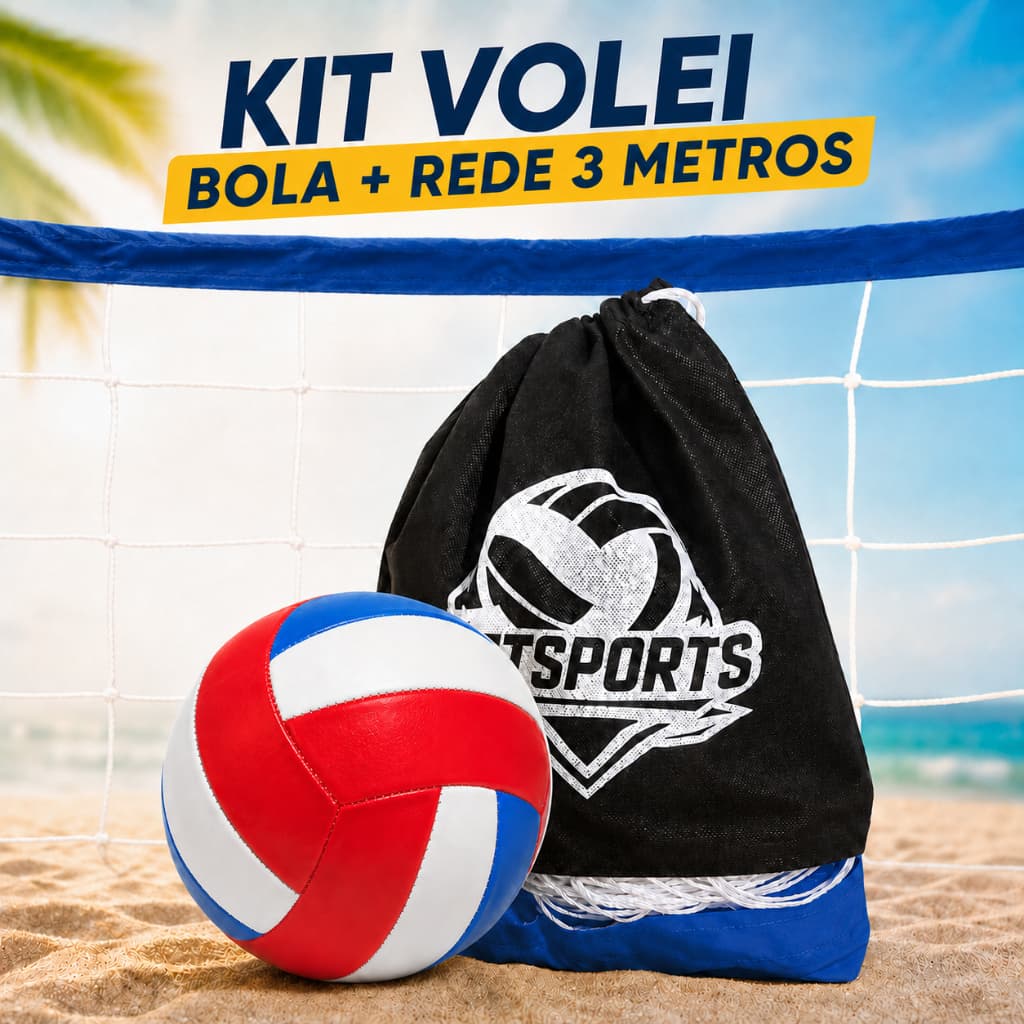Rede de Vôlei 3 Metros Com Faixa Superior Cores Variadas Resistente