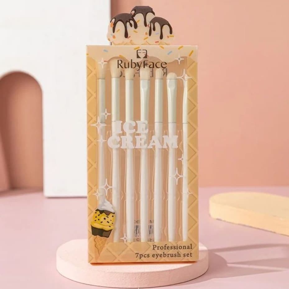 Kit Pincéis De Maquiagem Rubyface Com 7 Unidades Branco