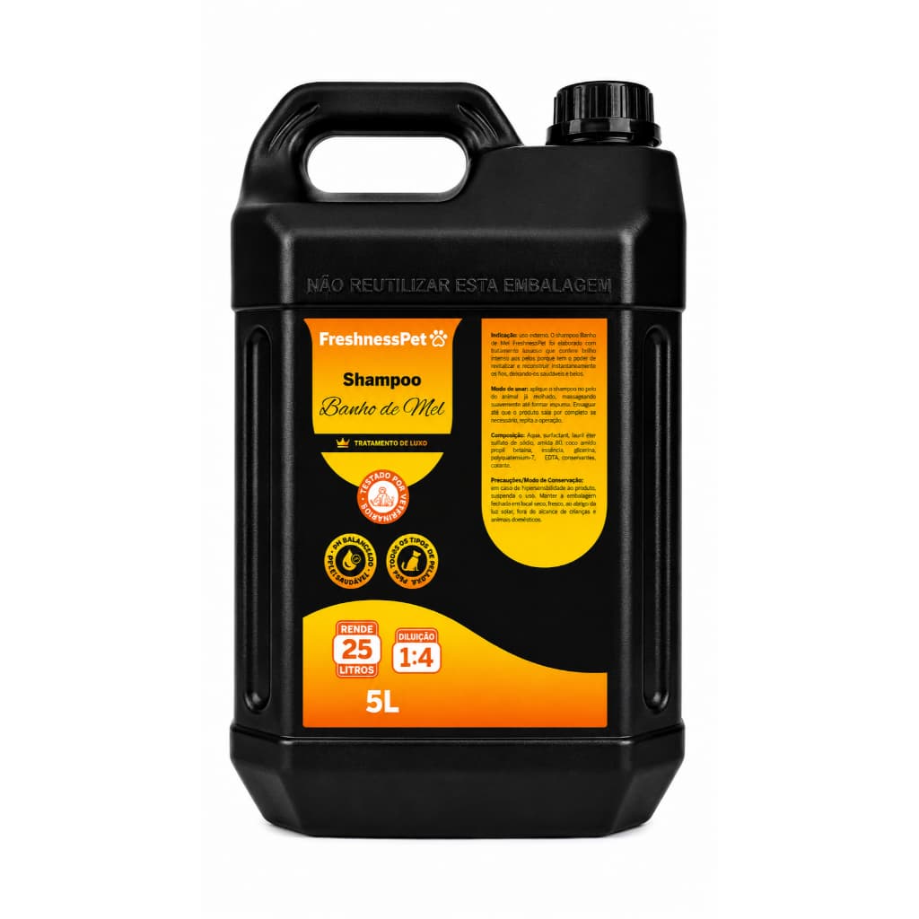 Shampoo Premium pets Cães Gato 5l Concentrado diluição 1:4 Banho De Mel