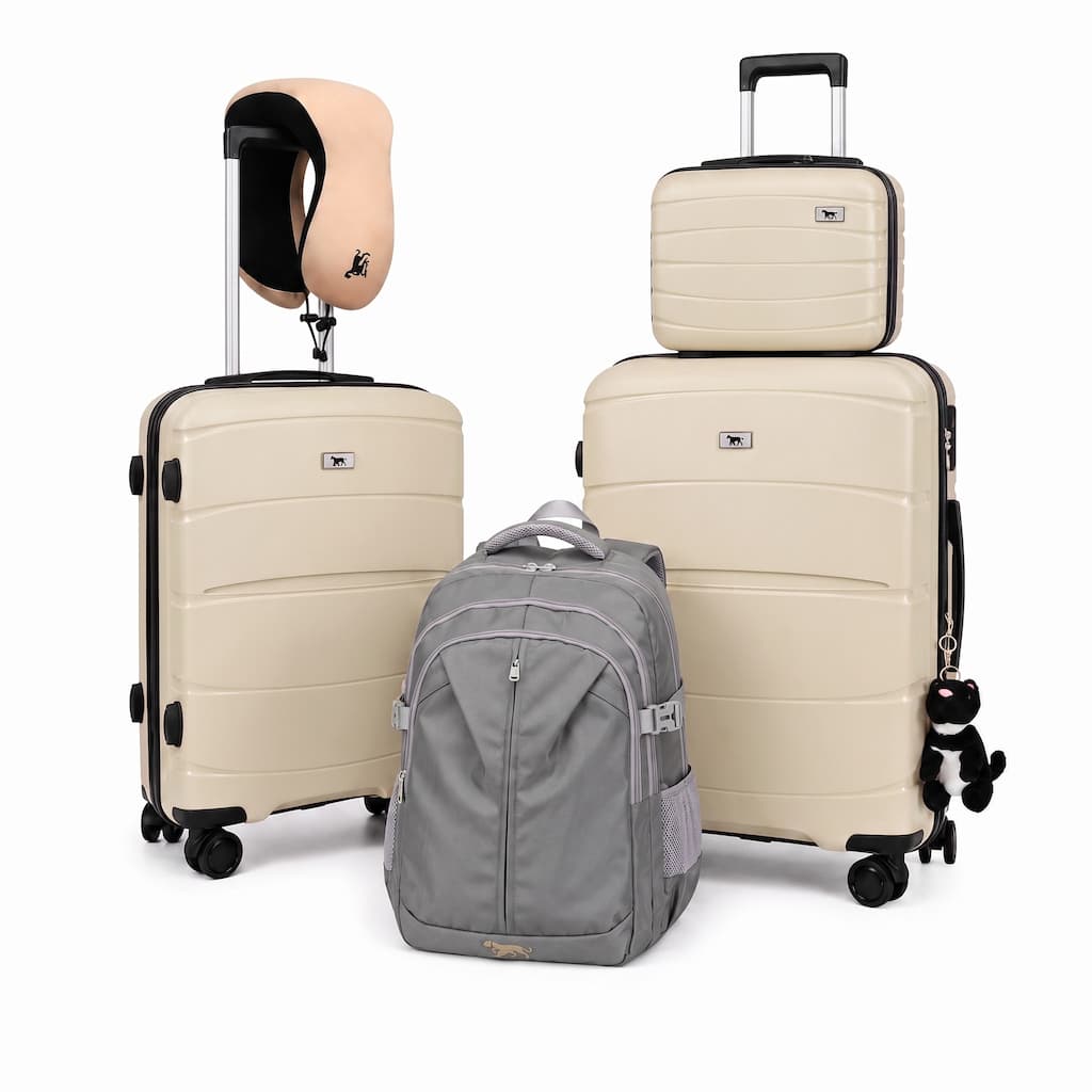 Kit Conjunto Mala Mochila e Frasqueira e Acessórios Bordo e Despacho Polipropileno Fechadura TSA Expansível