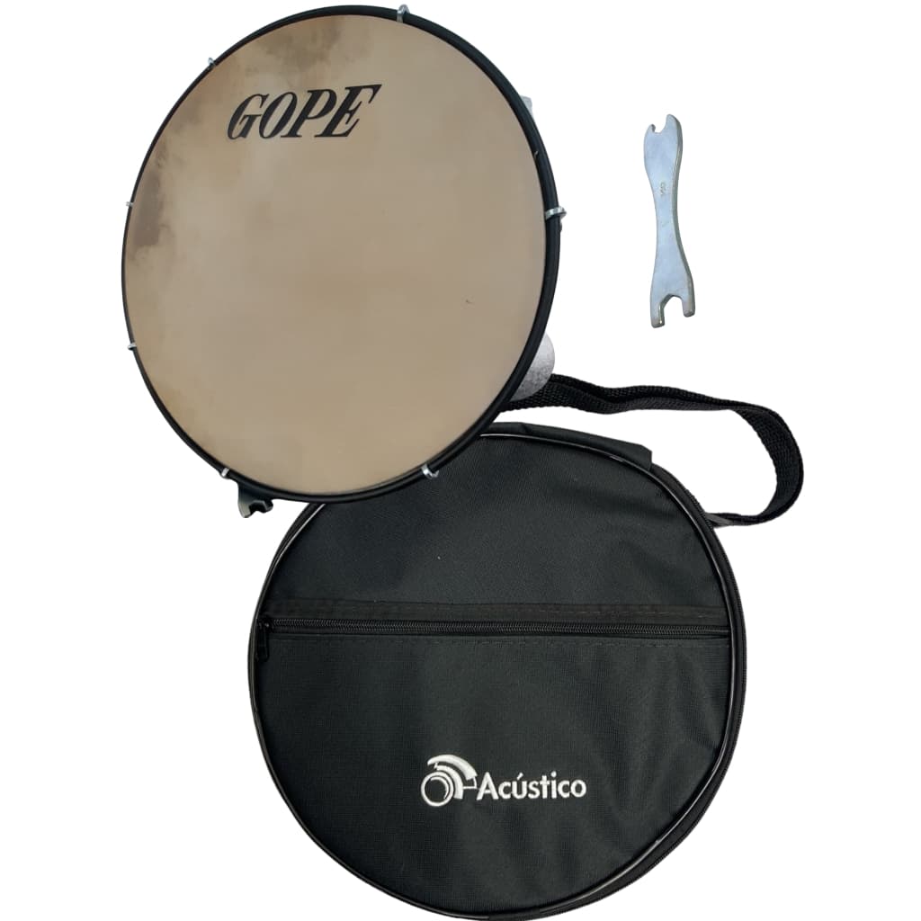 Pandeiro Iniciante 12'' 7 Afin Pele Nylon Envernizado + Capa Gope