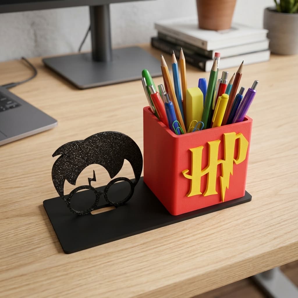 Porta Caneta Harry Potter – Suporte Escrivaninha, Decoração Geek