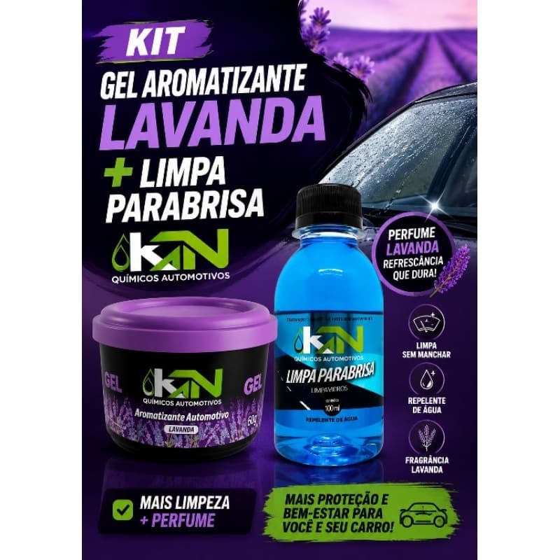 Cheirinho Pra Carro Gel Aromatizante+ Limpa Parabrisa kN