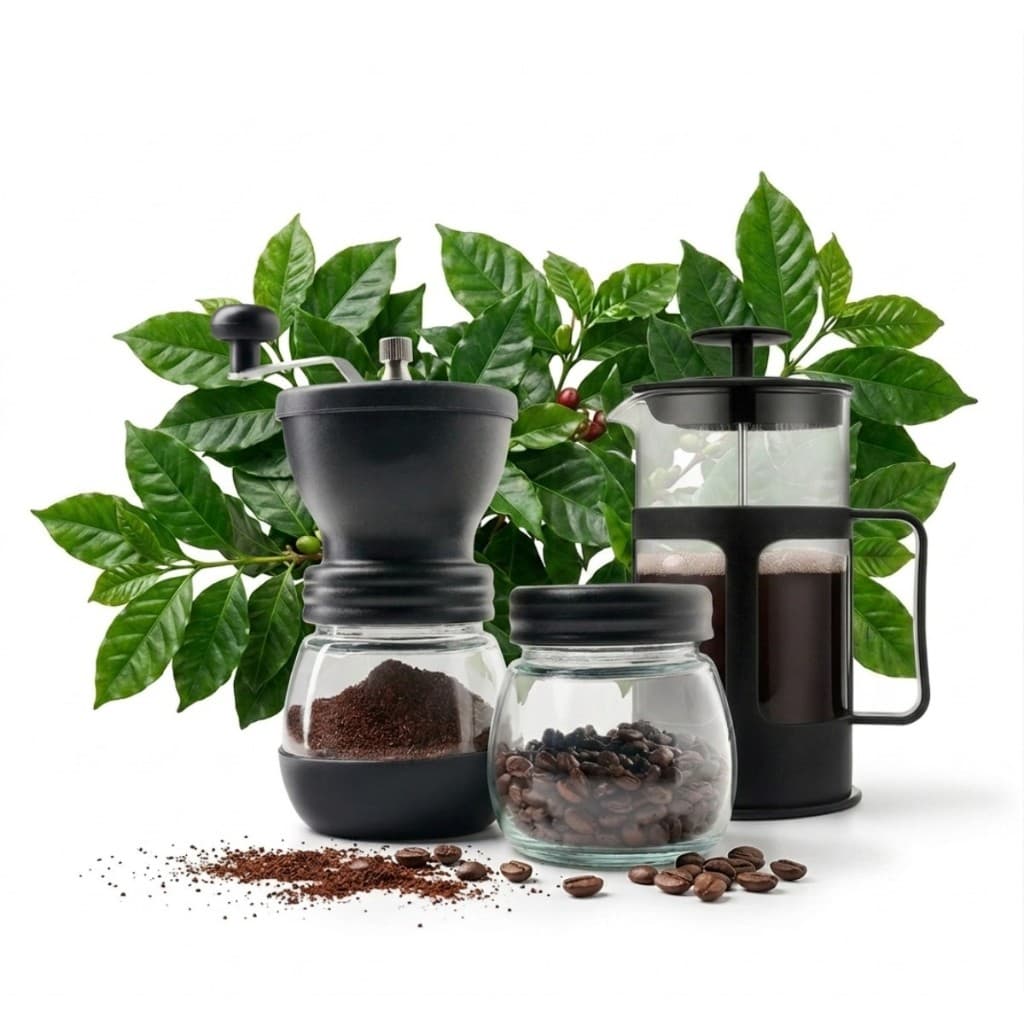 Conjunto Café, Moedor Manual + Prensa Francesa 650ml Vidro