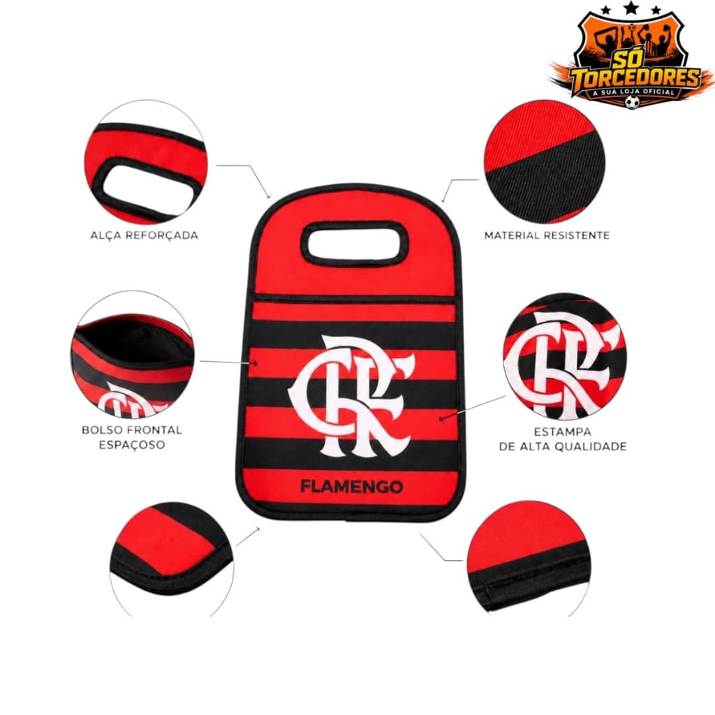 Lixeira Automotiva Oficial Flamengo Porta Lixo para Carro Organizador Resistente
