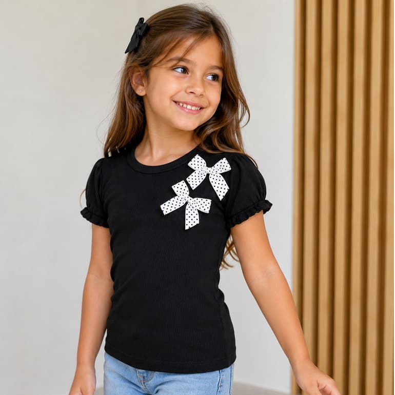 Blusa Infantil Feminina Ribana Canelada Blogueira Menina