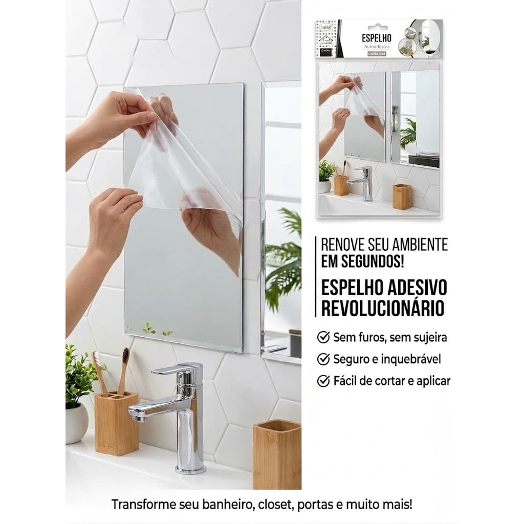 Espelho Adesivo 20x30 para Banheiro uso decorativo / artesanato / banheiro