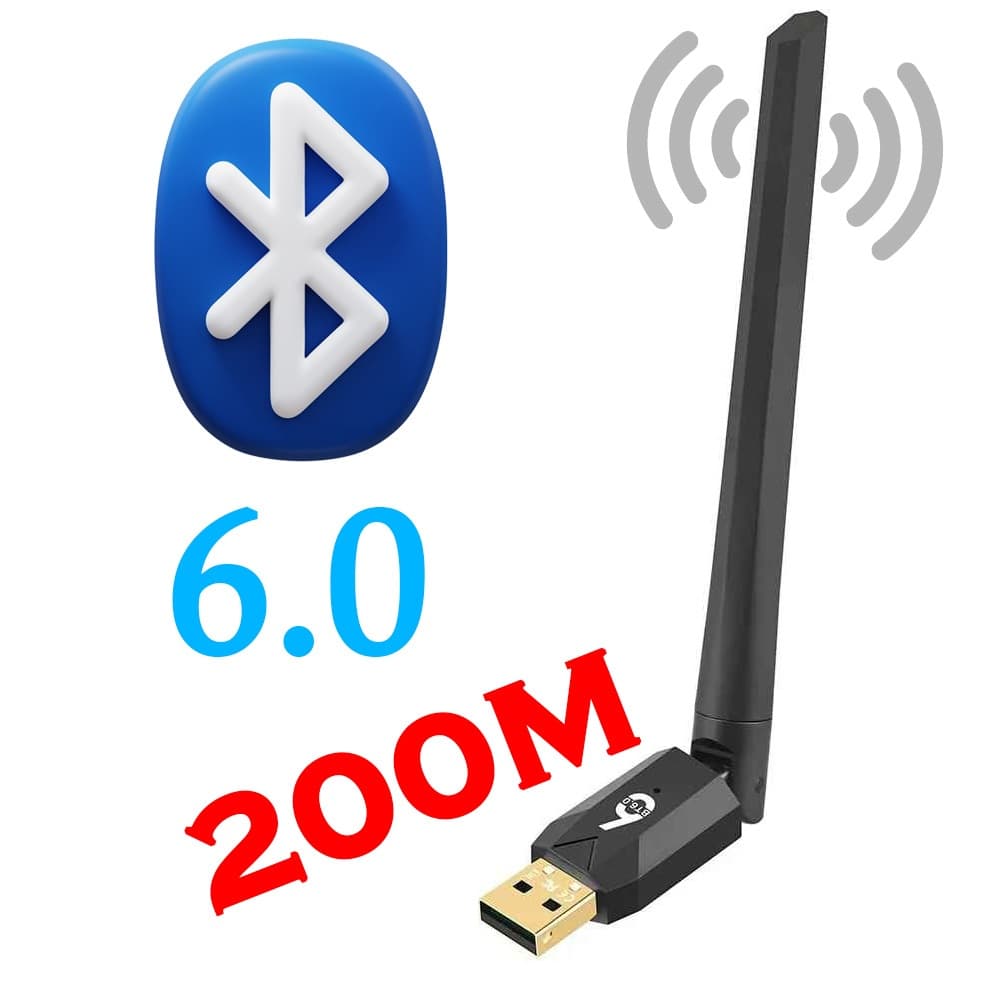 Adaptador USB Bluetooth 6.0 200m Longa Distância Para PC Notebook Receptor Plug and Play Windows
